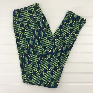 NWT LulaRoe OS Leggings Green Snake Pattern One Size Whimsical Fun Buttery Soft